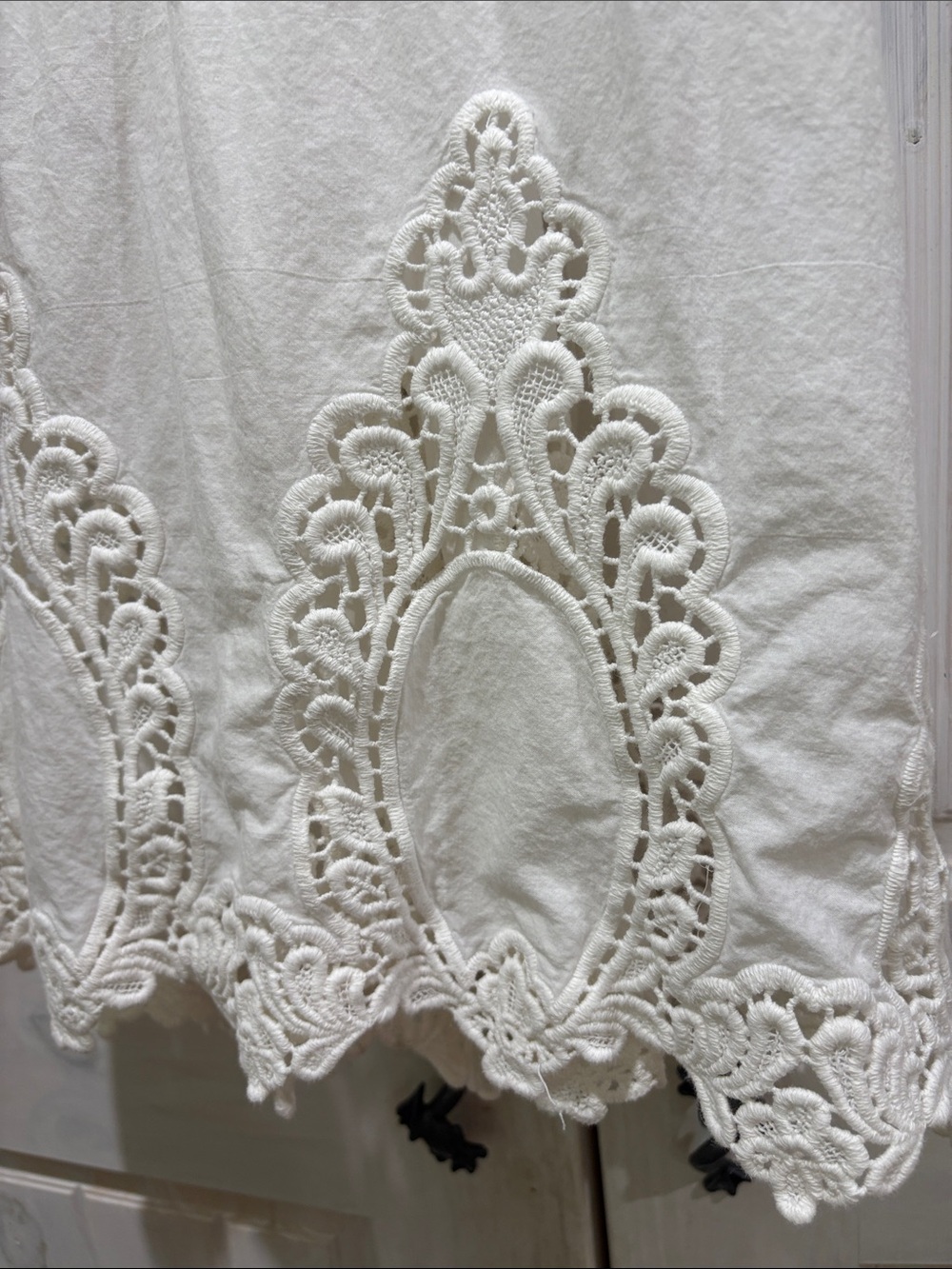 Free People Intimates Cream Heavy Embroidered Mini Slip Dress with Delicate Stp - Picture 4 of 8